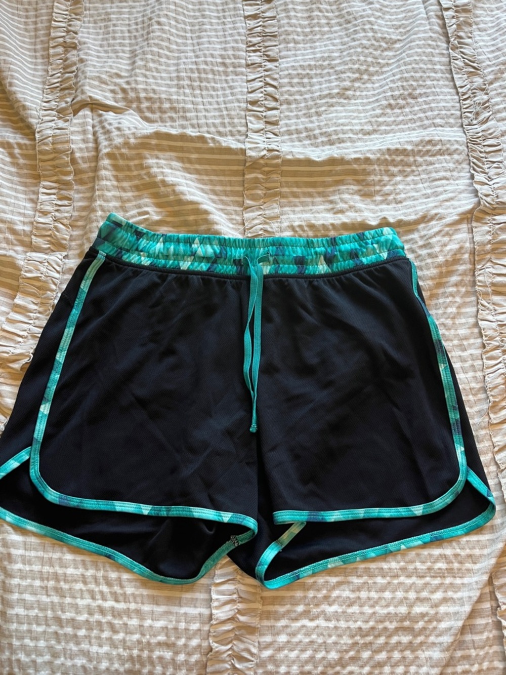made for life Black Athletic Shorts with Teal Trim